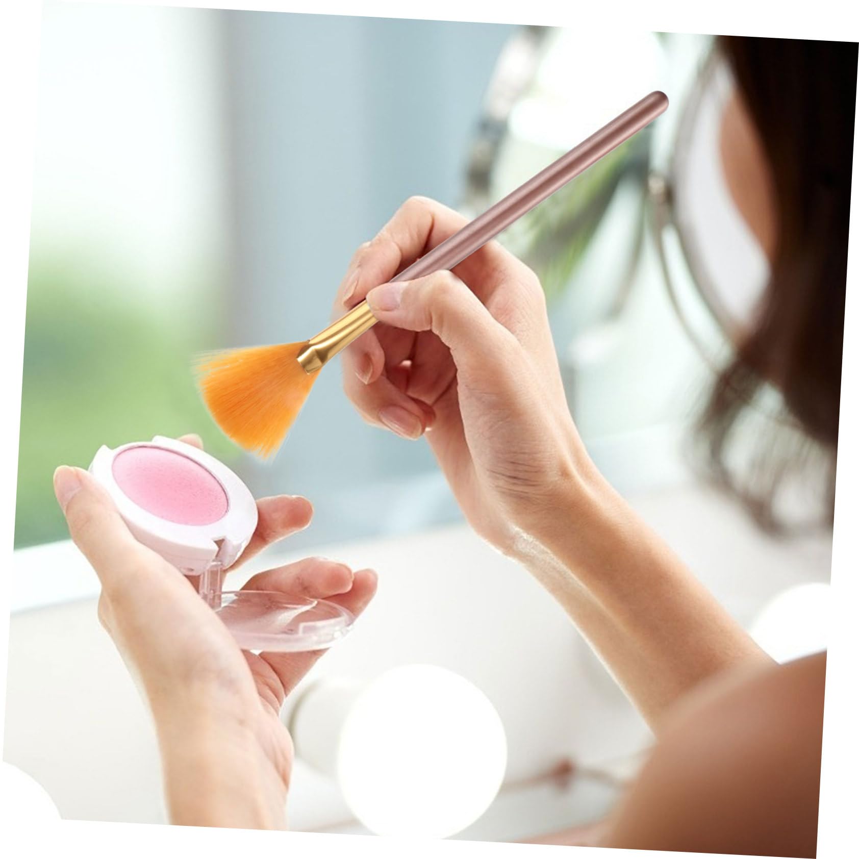 Ipetboom 4 Set Di Accessori Cosmetici Set Di Pennelli Per Il Trucco Strumenti Per Il Trucco A Forma Di Ventaglio Per La Casa Blush Viso Applicazione Liscia 3 Pezzi * 4