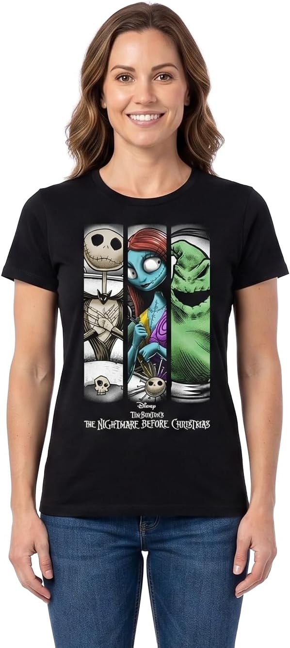 Disney Nightmare Before Christmas Jack Sally Oogie Boogie Grid T-Shirt