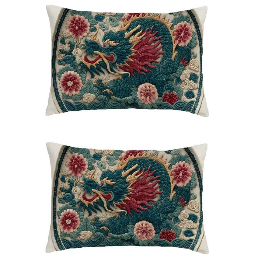 Housse coussin exterieur dragon imperméable anti-tache 50x60 pour mobilier de jardin