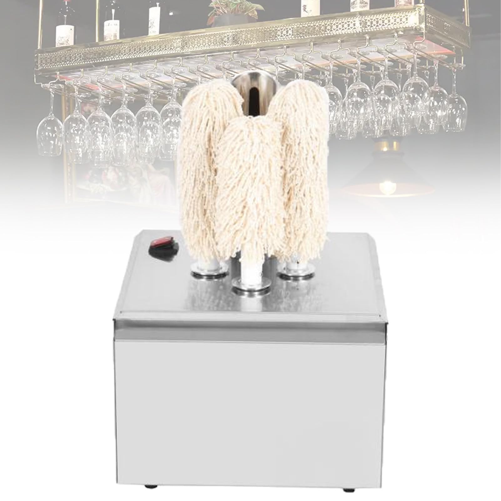 Ofyphth Electric Wine Glass Polisher, Commercial Electric Wine Glass Polisher/Wiping Machine, 3/5/8 Heads Available, Hot Air Drying, for Wine Glasses, Beer Mugs. 3Head