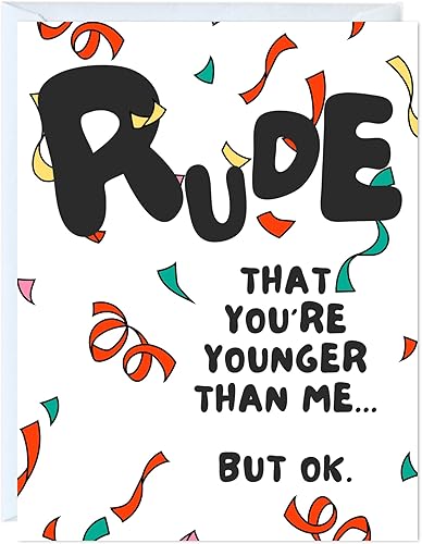 ALY LOU Tarjeta de cumpleaños divertida  Tarjeta de felicitación sarcástica linda, en blanco por dentro, perfecta para novio, novia, amigos, él,
