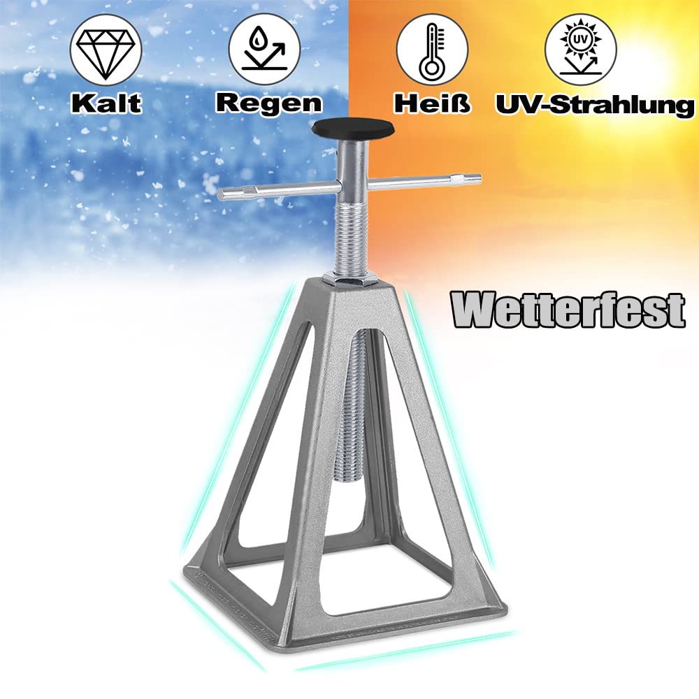 Lot de 4 chandelles de support en aluminium pour caravane - Hauteur réglable - Pour remorque et caravane - Charge maximale : 1000 kg par support