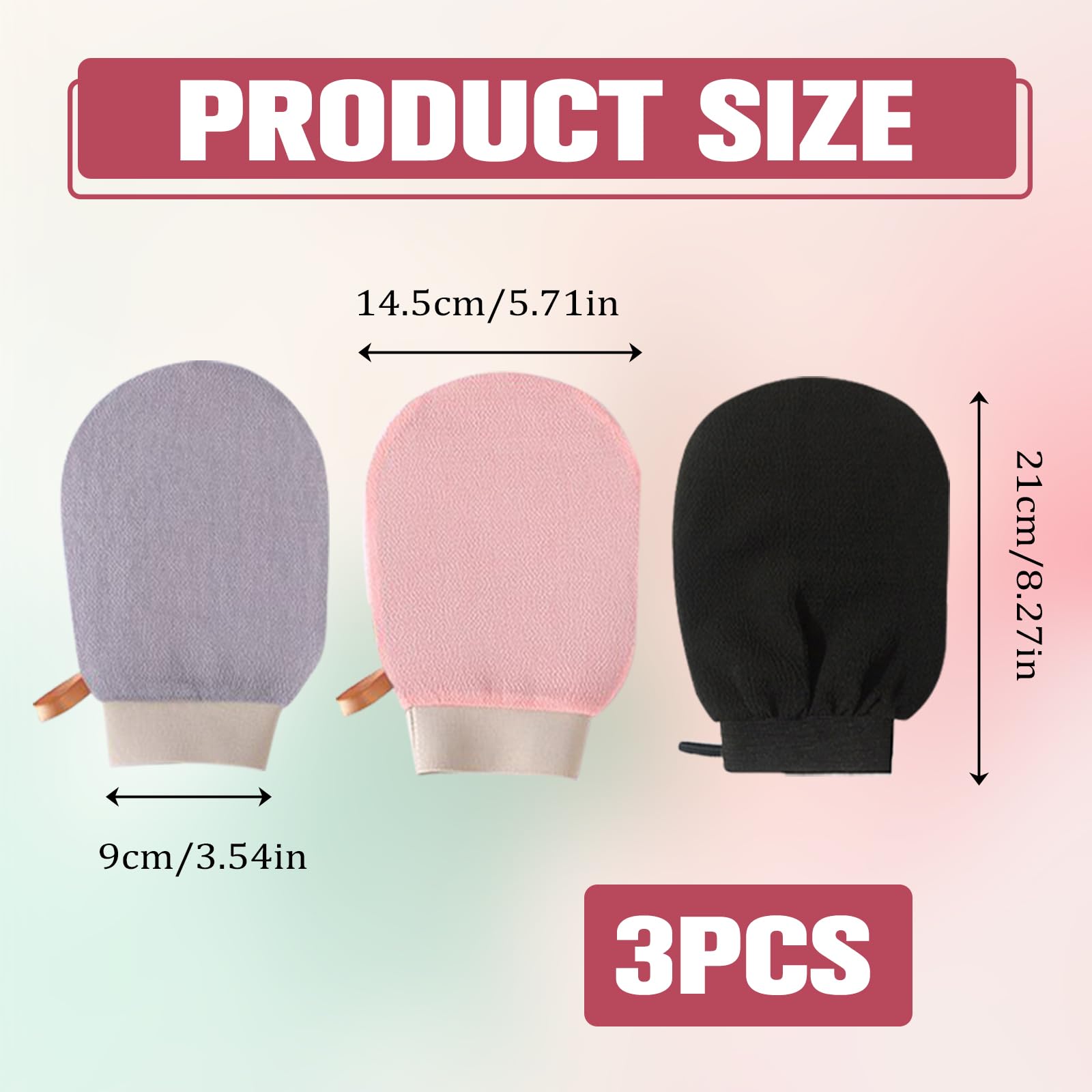 3 Pièces Gant Exfoliant, Gants de Gommage Noir, Gant Exfoliant Corps profondeur pour Hommes et Femmes Unisexe Élimine Les Peaux Mortes Efficacement spa à domicile Nettoie et Purifie La Peau