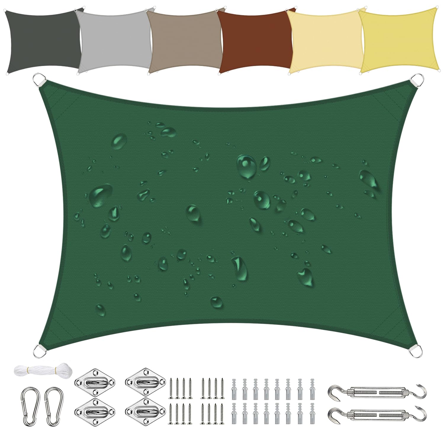 Sichtschutz Sun Shade Sail Awning 2x5M, Sunshade Cloth, 90% UV Block, With Free Rope, for Backyard Garden - dark green — image 1