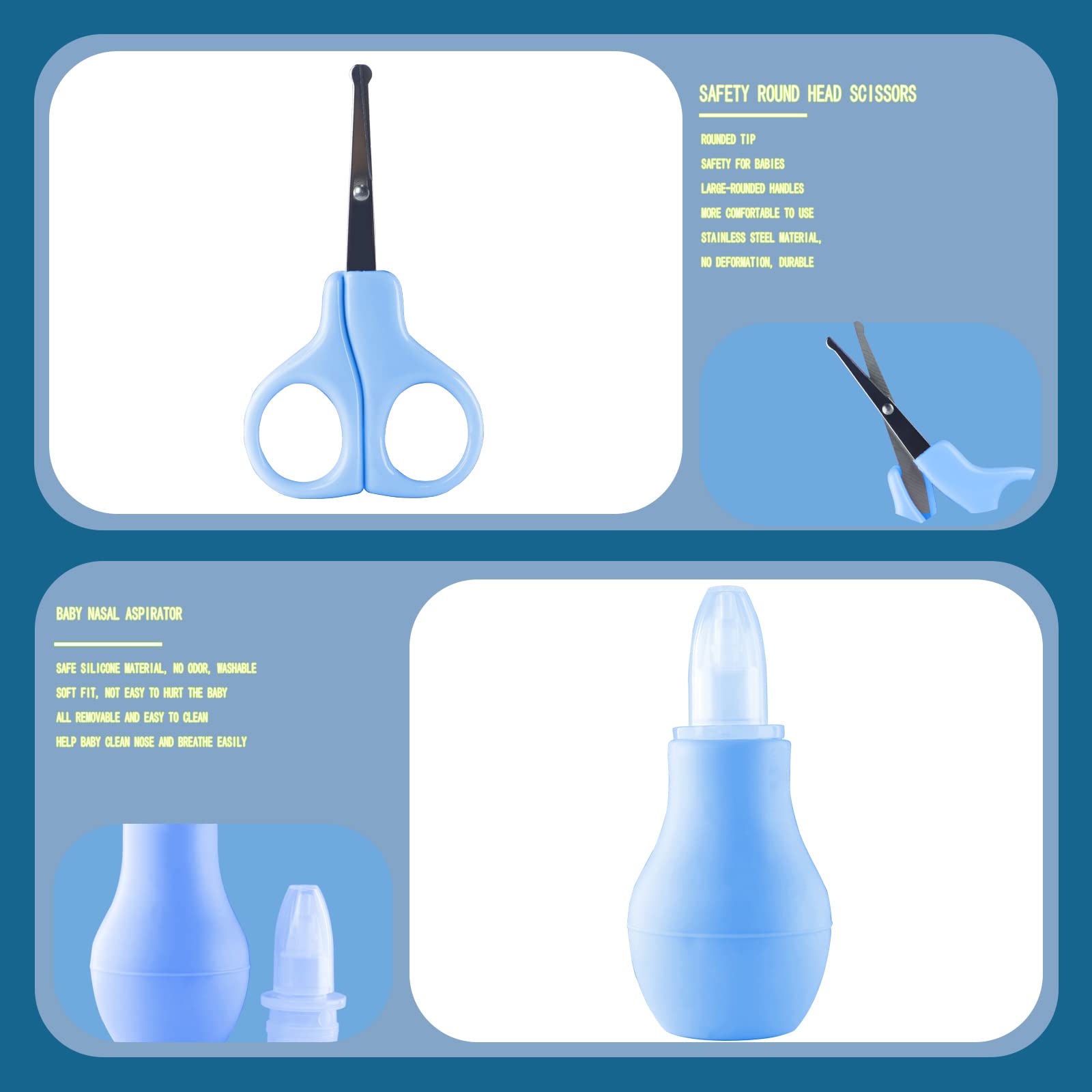 Kit de aseo para bebés, artículos esenciales para recién nacidos, kit portátil para el cuidado del bebé, contiene cortaúñas para bebés, peine para bebés, cepillo para bebés, herramienta de