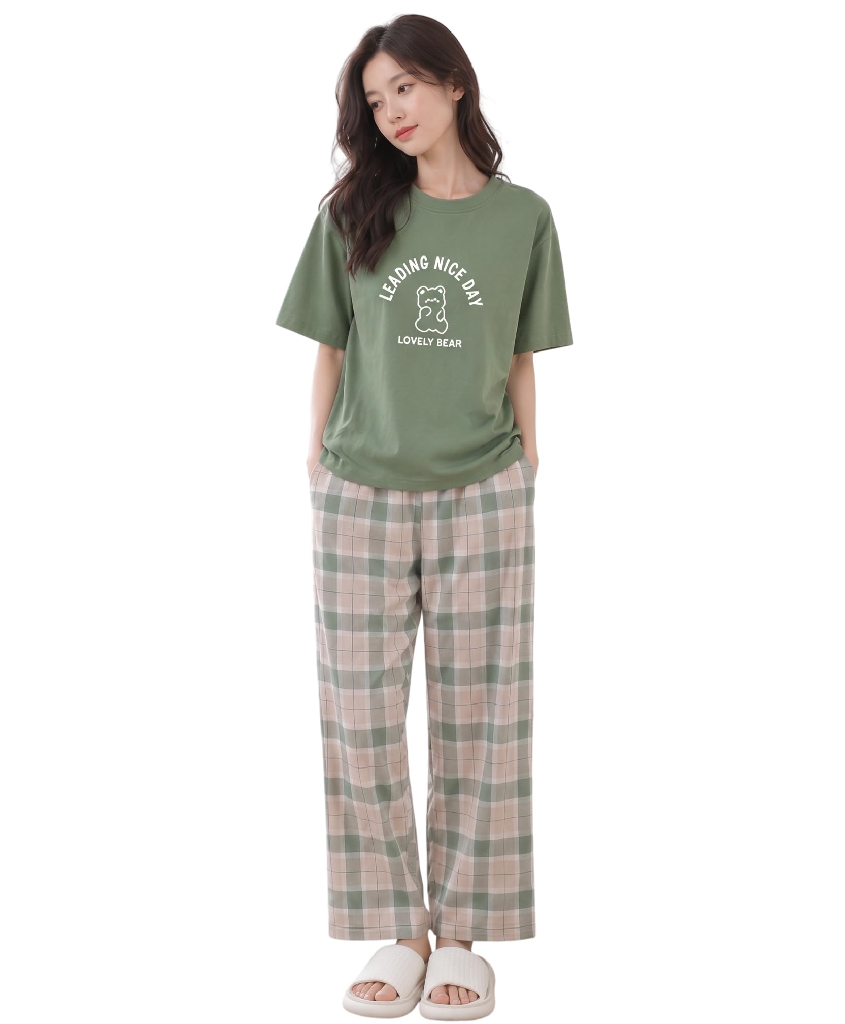 Women’s Korean Style Looper Fabric Nightsuit Set | Cute Print Half Sleeve T-Shirt & Pajama Set | Soft Comfortable Nightwear & Loungewear for Women-picture-13