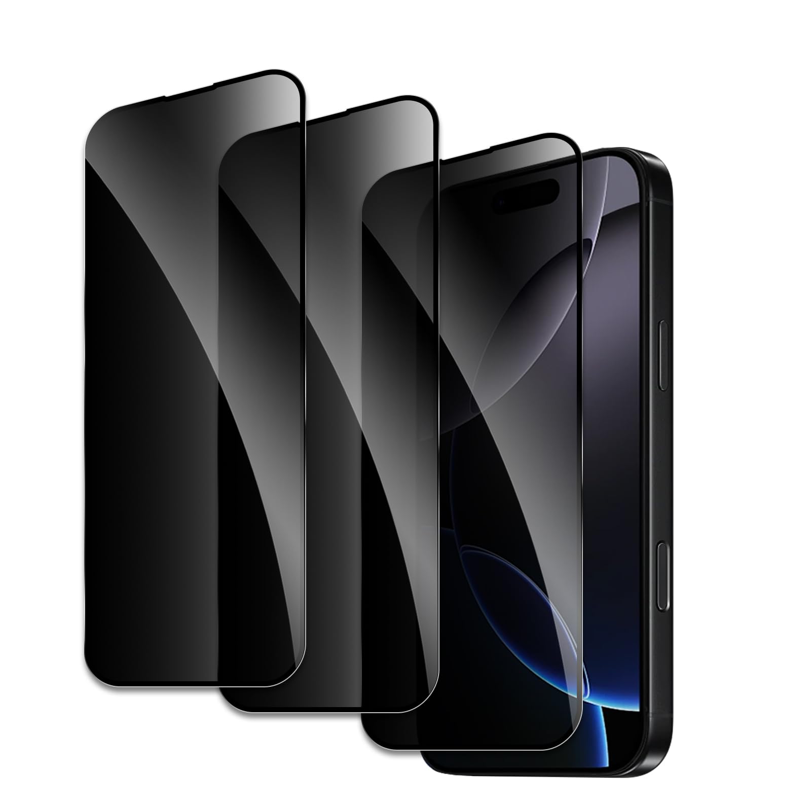 Pellicola protettiva per la privacy per iPhone 16 Pro Max, accessori in vetro temperato infrangibile, pellicola in vetro temperato anti spia, compatibile con custodie, ultra resistente, durezza