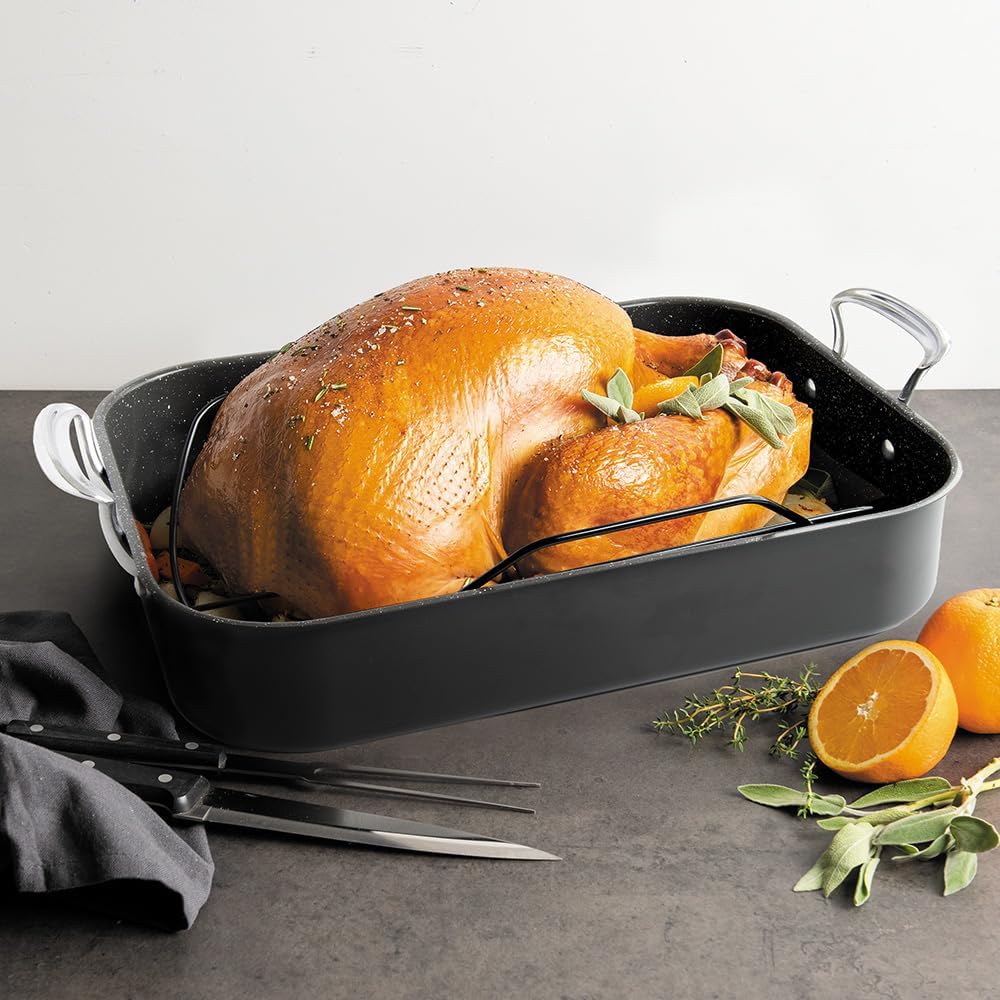 Nordic Ware Verde Extra Large Ceramic Nonstick Turkey Roaster with Rack