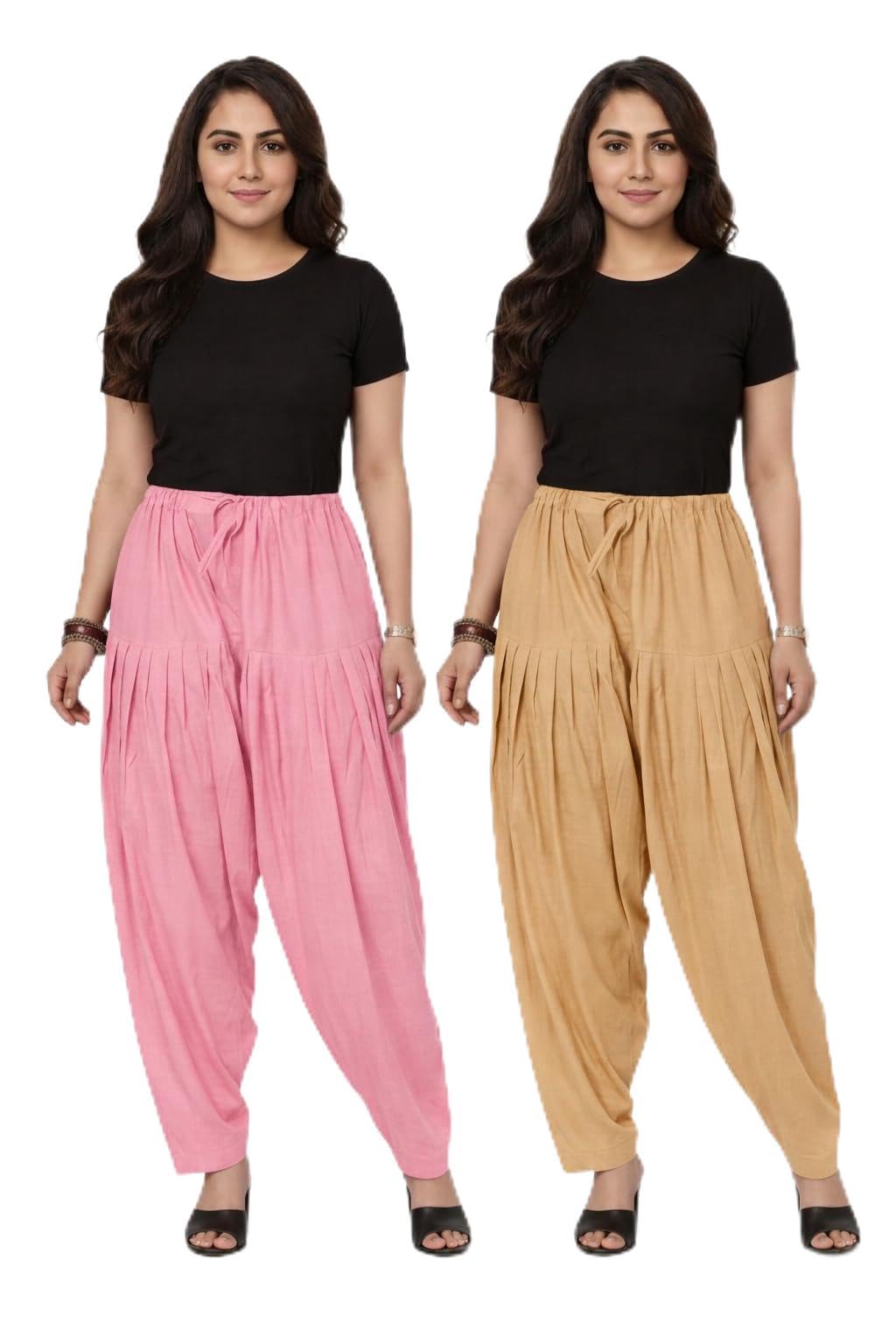 white tulips Woman's Plain Cotton Patiala Salwar Combo of 2 (Free Size) - Patiala Pants for Women | Patiyala Combo | Free Size | Pack of 2 | Cotton Patiyala-picture-36