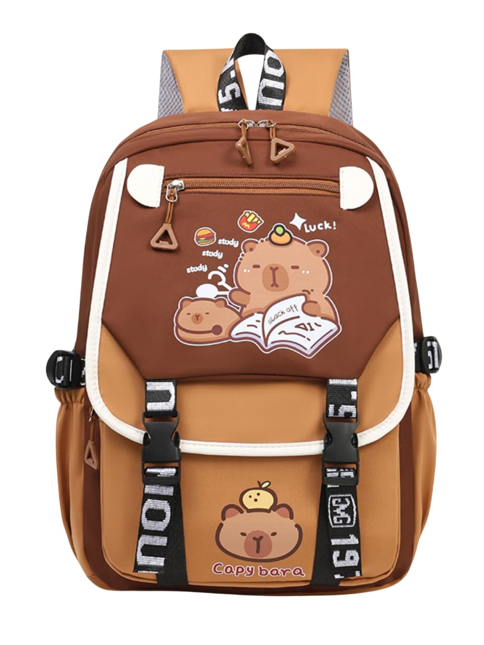 tinytot Tinttot 30 Litre, Japanese Korean Style Capybara Niche College Students Light weight School bag Women's Travel Backpack-picture-37