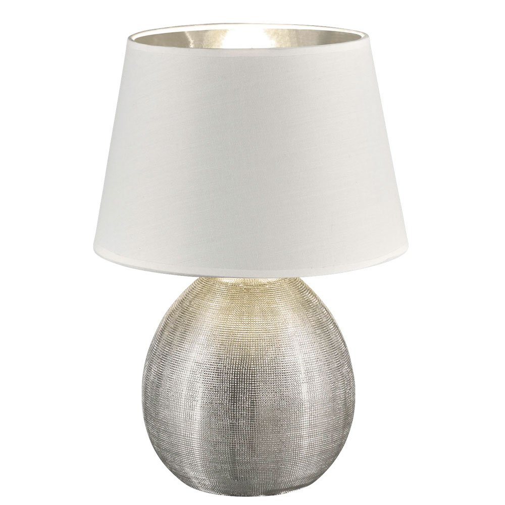 Reality R50631089 Luxor, Lampada da tavolo, ceramica, E27, argento, 24 x 24 x 35 cm