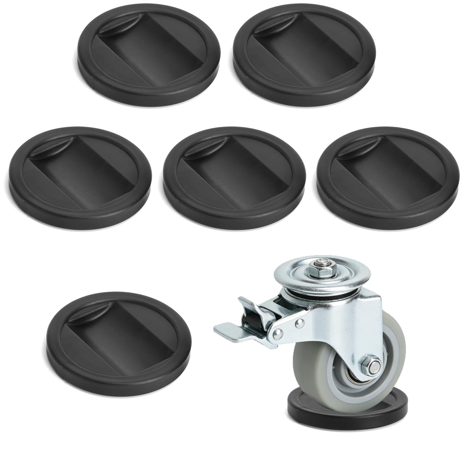 Coppe per ruote mobili, 6 pezzi anti-scivolo, per pavimenti in legno, mantengono tazza sicura con tappi gomma universali nero
