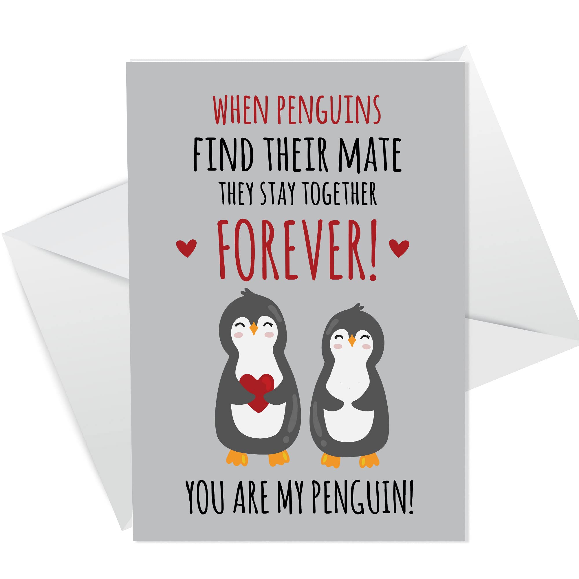 RED OCEAN Valentines Card for Girlfriend Boyfriend Wife Husband Partner Him Her You Are My Penguin Valentines Card Cute Valentine Romantic