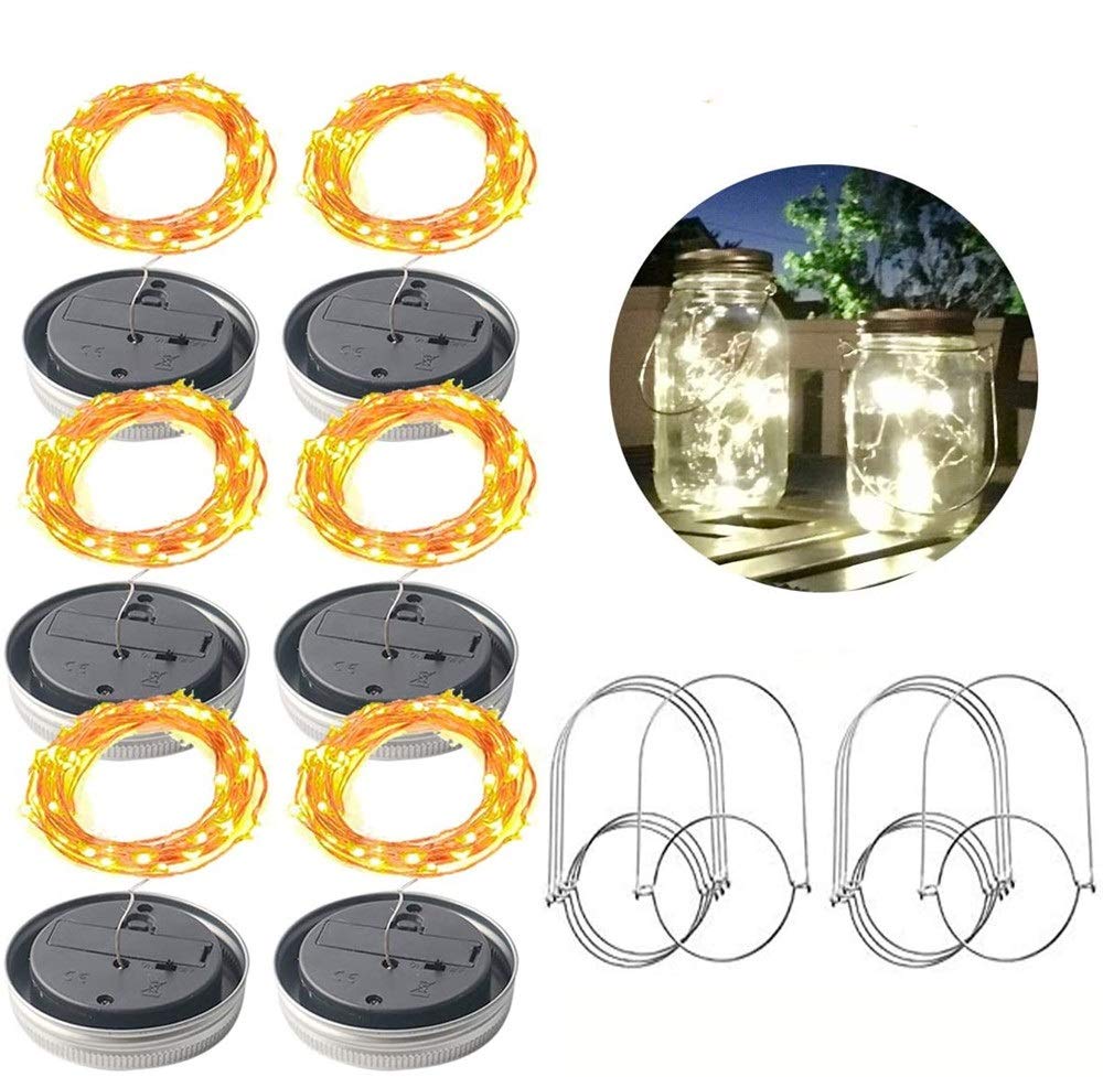 Sequential Solar Power Jar Lid Lights Waterproof Firefly Jar Lids String Lights For Outdoor Patio Garden Xmas Wedding Party Twinkling (Emitting Color : Changeable, Style : 1Pcs)