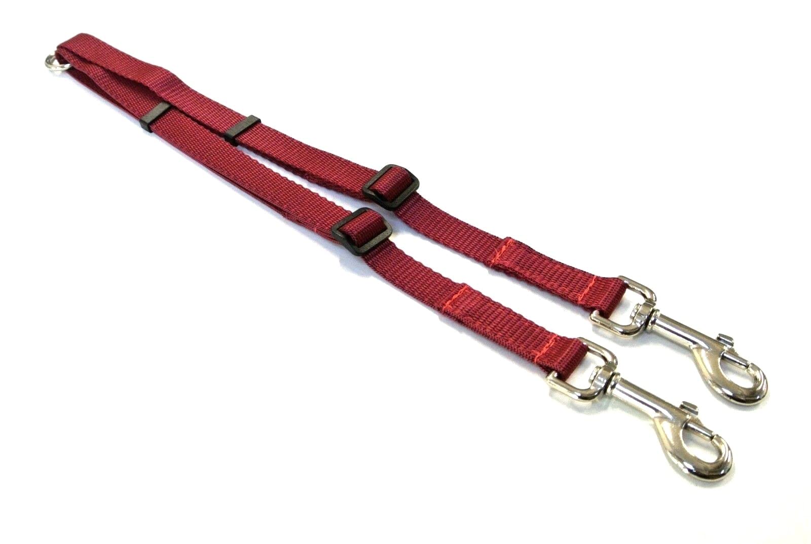 Dog Coupler/Splitter Lead Dual Walking Leash Adjustable 20mm Webbing 2 Way Splitter (Burgundy)