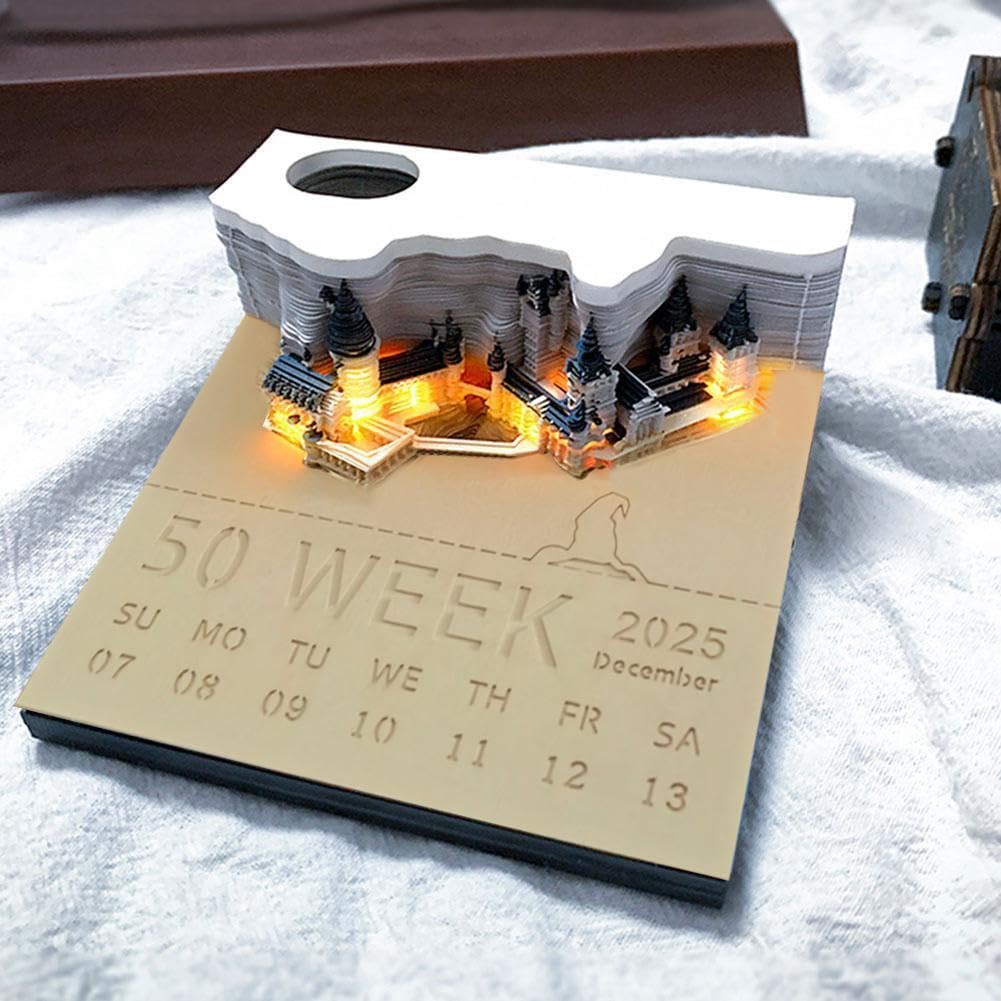 Calendrier De Table 3D Magic Castle 2025 - Blocs Et Notes Détachables - Ornement De