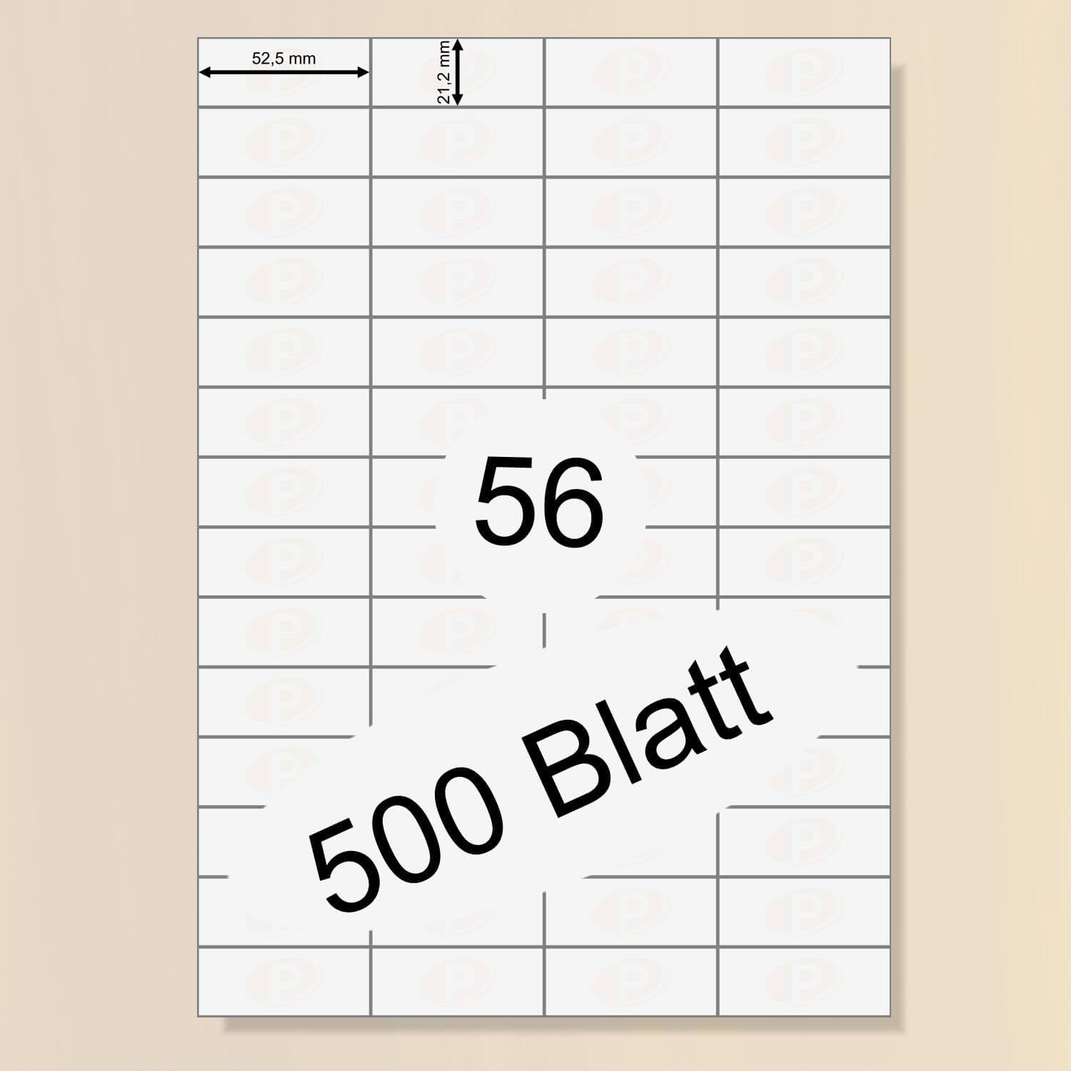 Printation Etiketten 52,5 x 21,2 mm - BigPack / 28000 Aufkleber auf 500 DIN A4 Bogen à 4x14 52,5x21,2 Universal Labels - Drucker Klebepapier/Haftetiketten weiß selbstklebend bedruckbar 3668 4273 5052