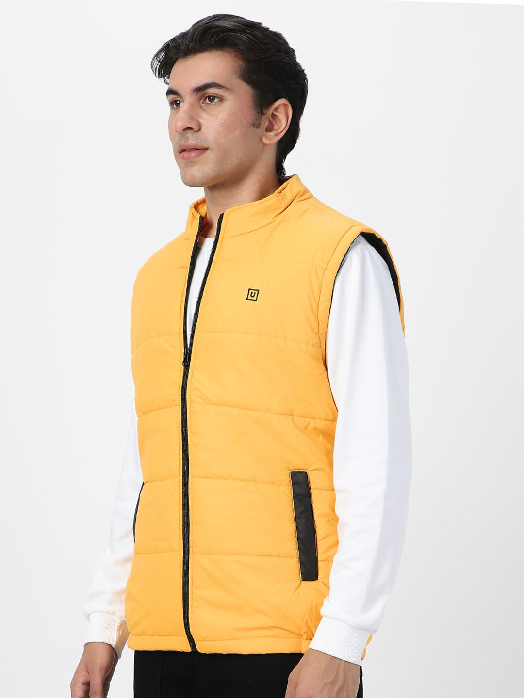 Urbano Fashion Men's Mustard Sleeveless Zippered Puffer Jacket (jakt-puff-slvless-mustd-xl) 1