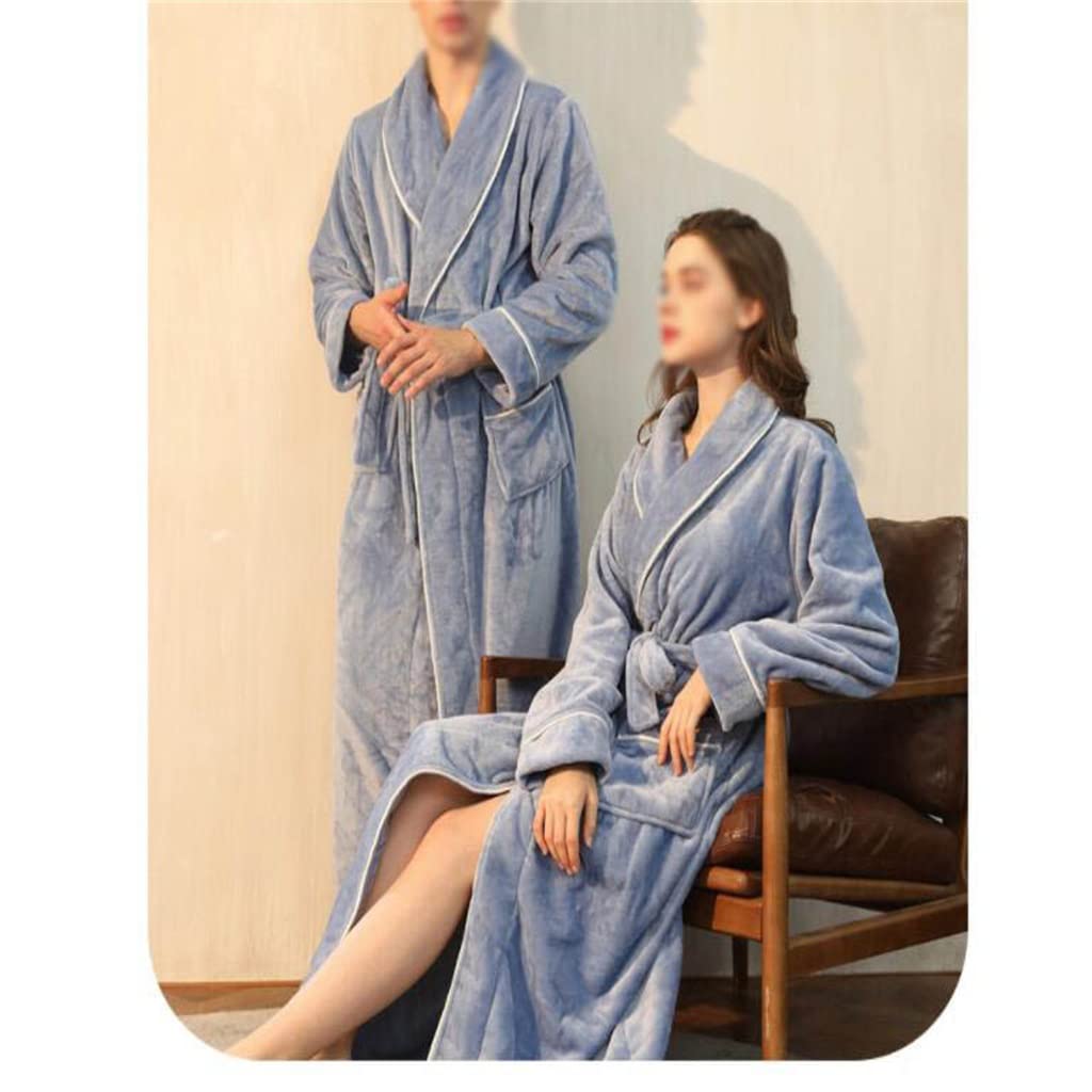 Hombres Invierno Súper Largo Grueso Cálido Franela Albornoz Tobillo Longitud Coral Fleece Albornoces Mujeres Suave Hombres Invierno Súper Largo Grueso(XL Code)