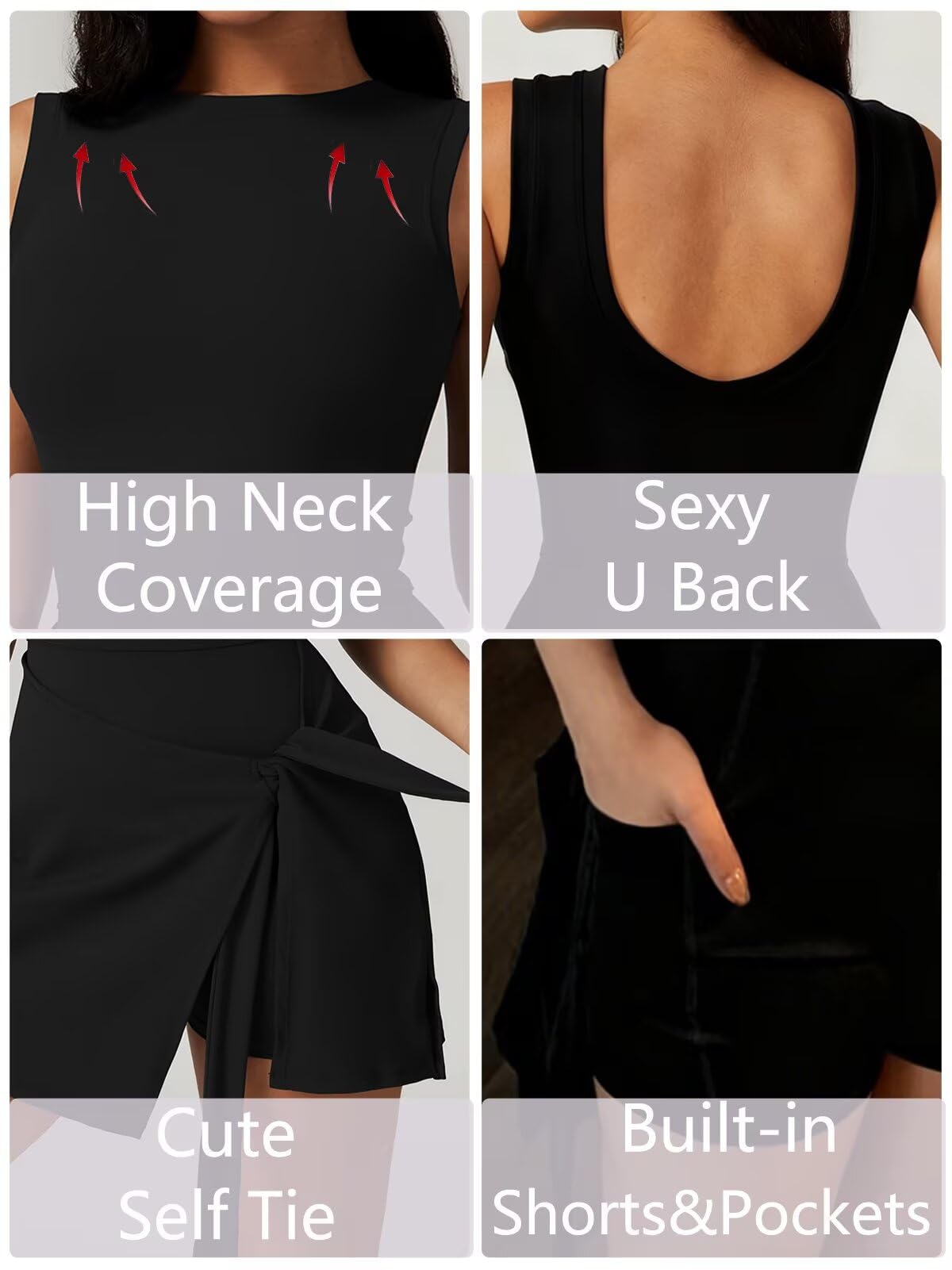 Vestido Tenis Mujer Athletic Dress - Deportivo Mujer con Pantalón Integrado Corto Bolsillos Minifalda - Deportiva Golf Fitness Casual Deportivos Vestido