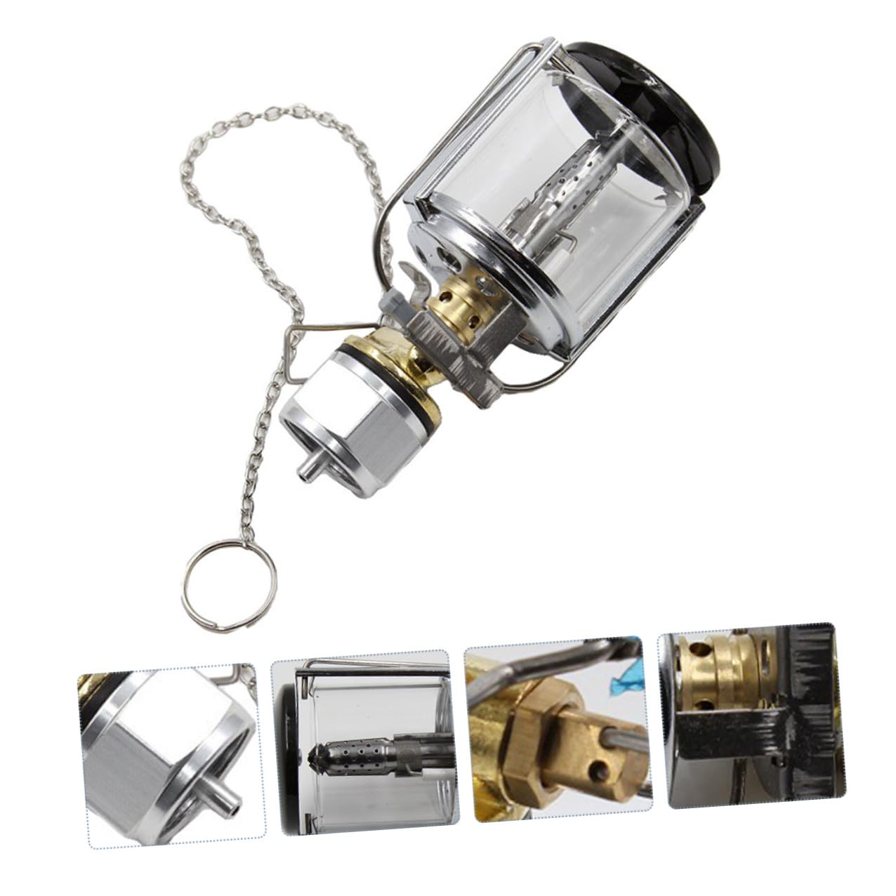 ibasenice Tragbare Gaslaterne für Outdoor Camping mit Beleuchtung Kompatibel mit Flachgas Tank und Schraubanschluss Notlampe