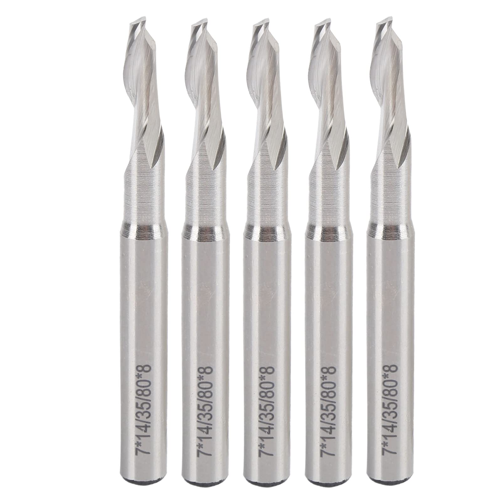 lyrlody 5 szt. Frez Stal Szybkotnąca Frez Trzpieniowy Z Pojedynczym Rowkiem 8x7x14x80mm Z Chwytem Prostym CNC do Frezarek CNC Obróbka Drewna Reklama Grawerowanie