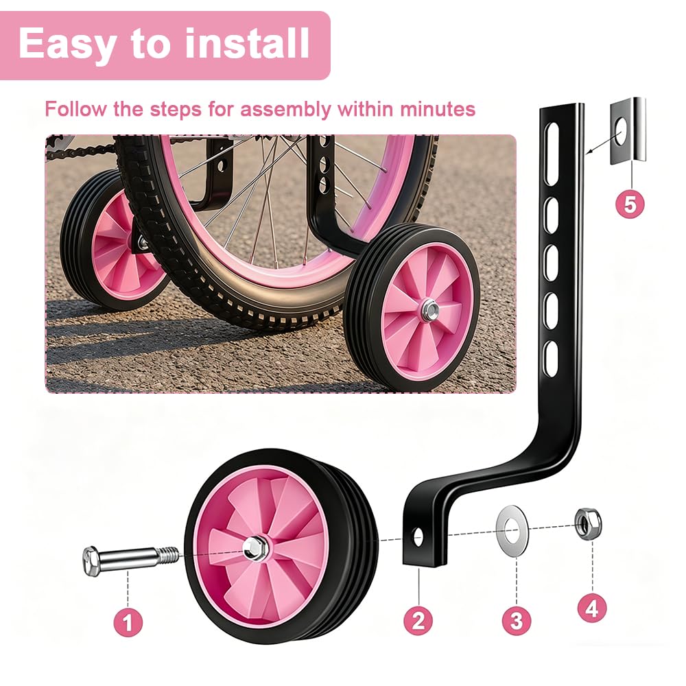 Ruote Ausiliarie Per Biciclette, Ruote Da Allenamento Per Bicicletta, Rotelle Bici Bambino, Ruote Bici Bambino, Rotelline Per Bici Bimbo Per Bici A Velocità Singola Da 12 14 16 18 20 Pollici