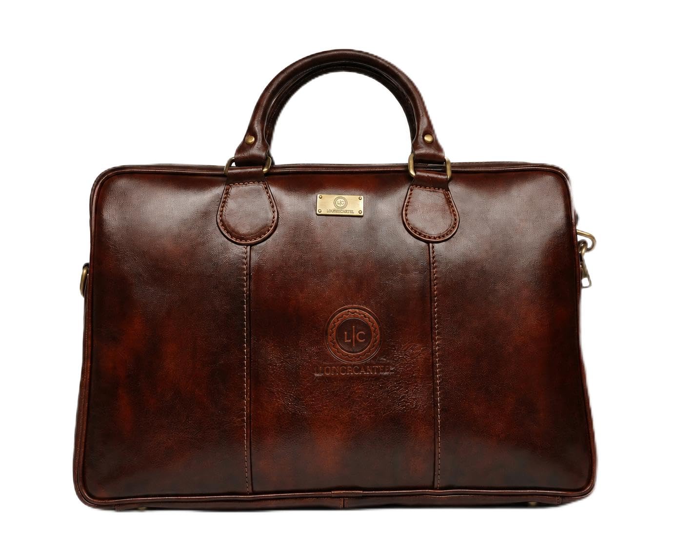 Genuine Leather Office Bag for Men, 15.6" Leather Laptop Bag for Men for Office, Travel, Daily Use, Adjustable Strap - BROWN-picture-48
