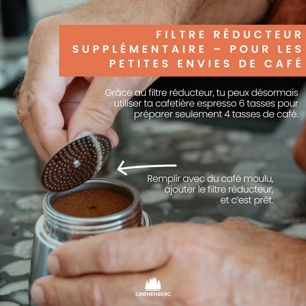 Groenenberg Cafetiere italienne induction 300ml | Cafetière italienne en acier inox avec filtre réducteur I Moka pour jusqu'à 6 tasses d'espresso