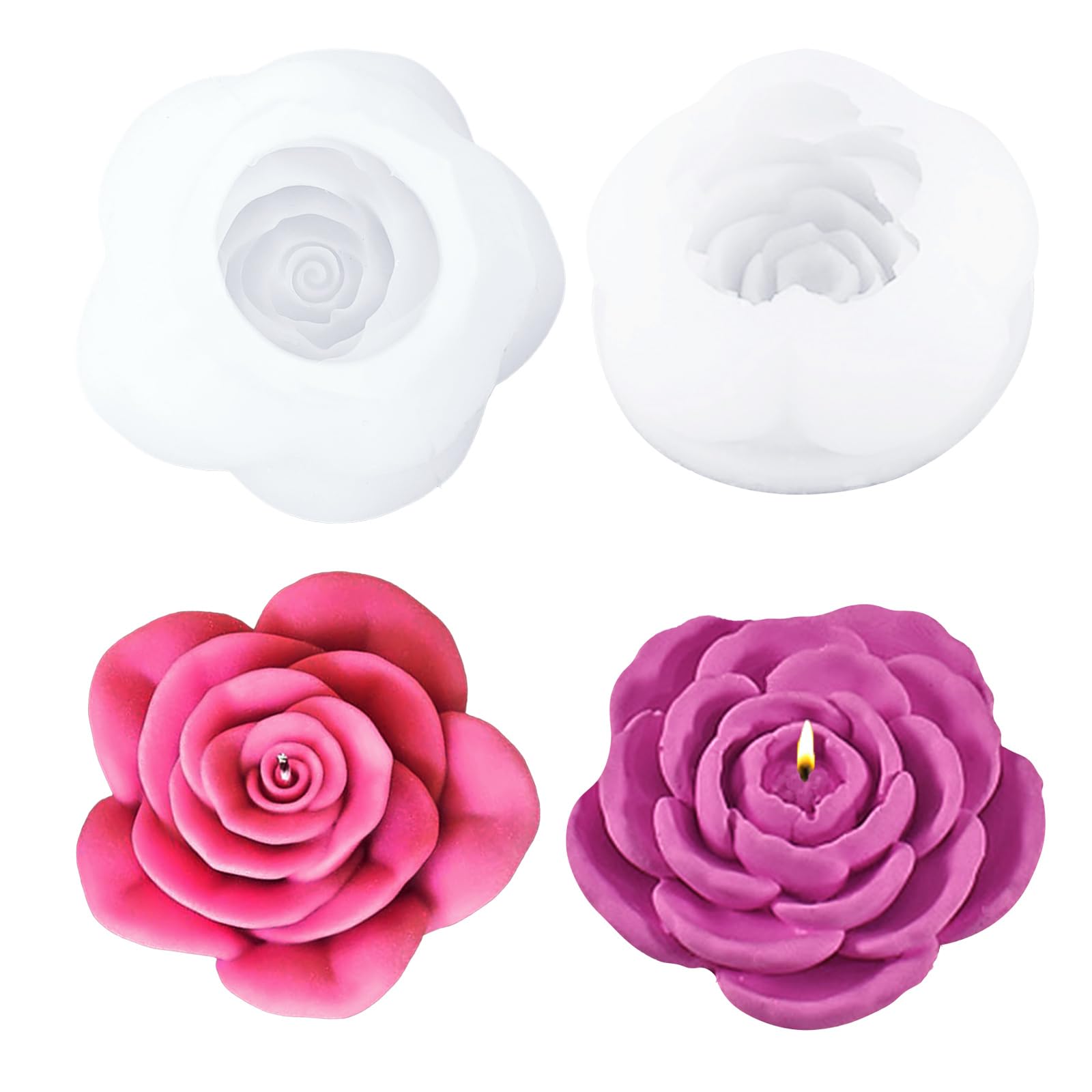 LdawyDE Silikonform Rosen - 2-teiliges Set Für Kerzen & Seifen