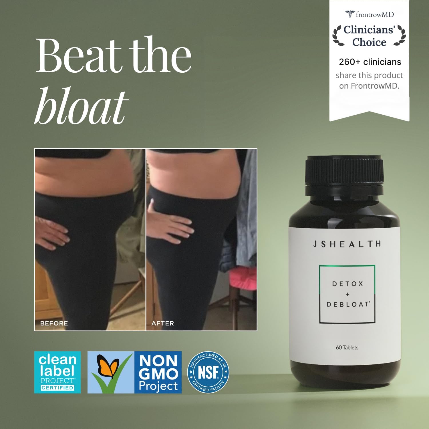 JSHealth Detox + Debloat. Bloating Relief for Women with Milk Thistle, Turmeric, and Fennel. Liver Health and Gut Support. Nutritionist-Formulated (120 Tablets)