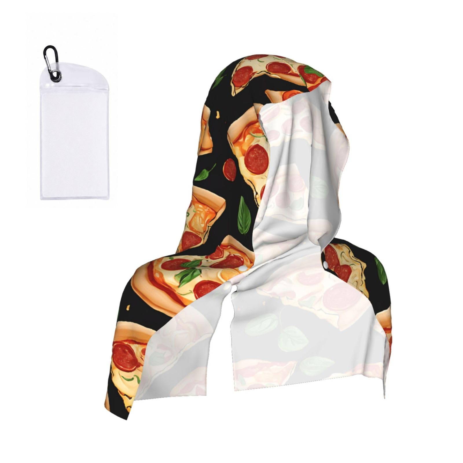 ESNAIUVCD Pizza 3d Print Multifunctional Cooling Hoodie Bandana Portable Sweat Absorbing Design For Beach Workouts Exercise Heat Relief Accessories