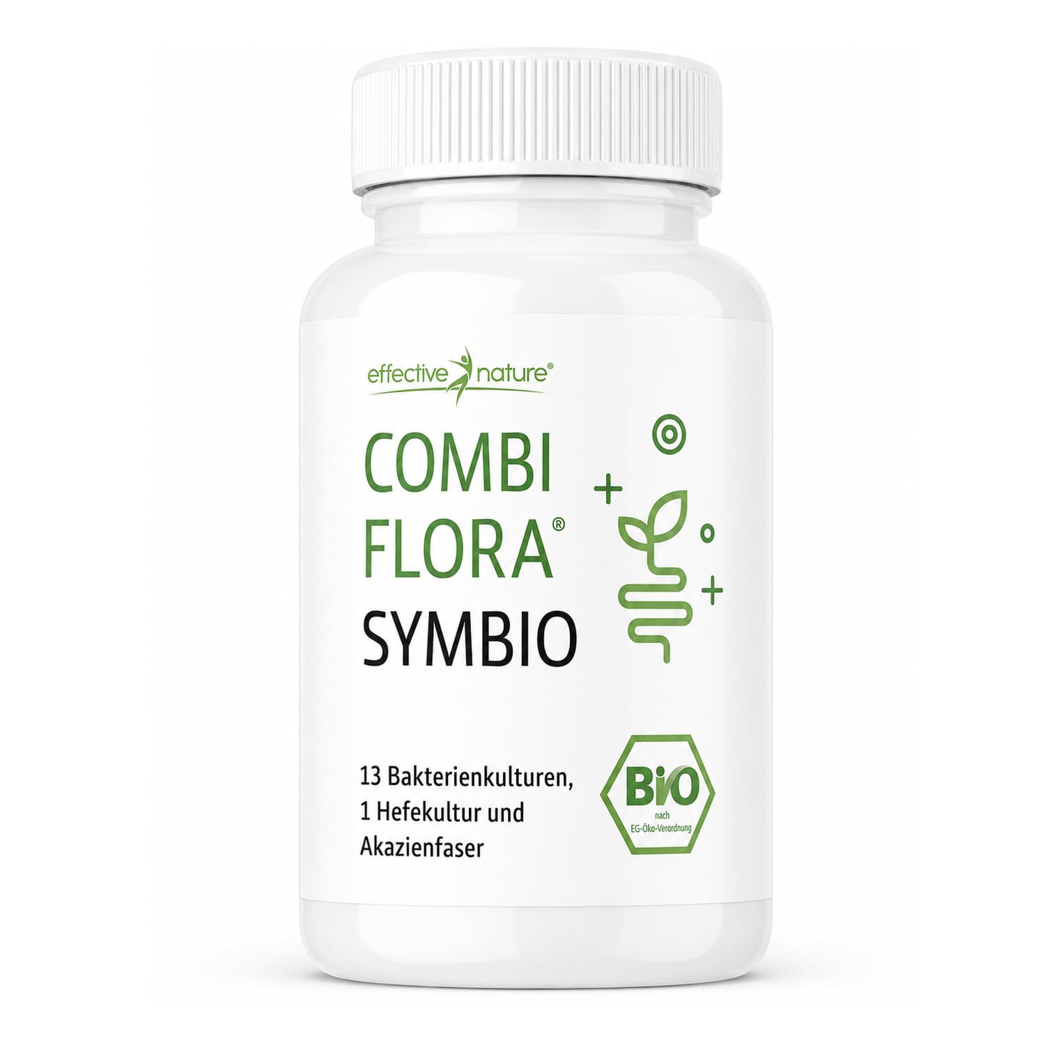 Combi Flora SymBIO - Kulturen Komplex mit aufeinander abgestimmten Bakterienstämmen + Akazienfaser - vegane Kapseln - hochdosiert, Bio-Qualität