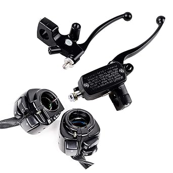 Switch Control Wiring Harness Kit & 1" Handlebar Brake Lever Clutch for Harley Softail Dyna Sportster V-Rod 1996-2012 Push Button Switch, 2-Way, Black