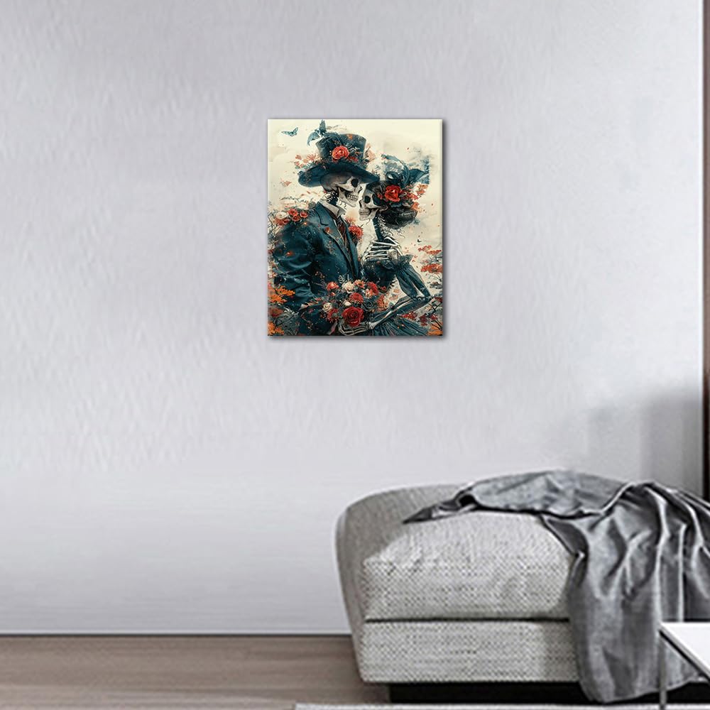 TISHIRON Romantic Skull Motif Painting by Numbers, Roses & Butterflies, 40 x 50 cm - Image 2