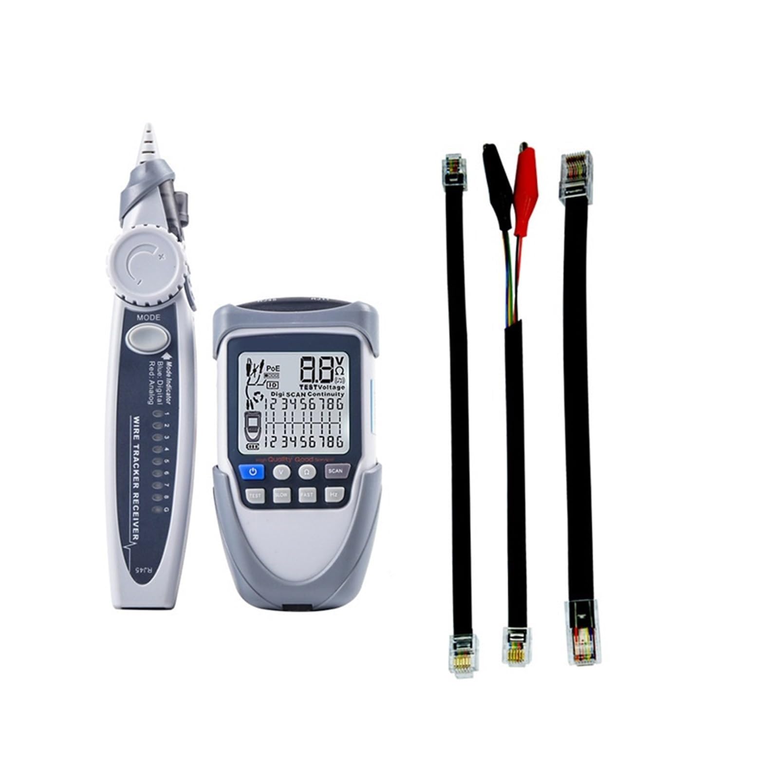 Netzwerkkabeltester, Netzwerkkabeltester, Digitaler Ortungsgerät, Durchgang, Batteriespannung, Polaritätsprüfung, POE-Test, Für,für Netzwerkkabel(Et612)