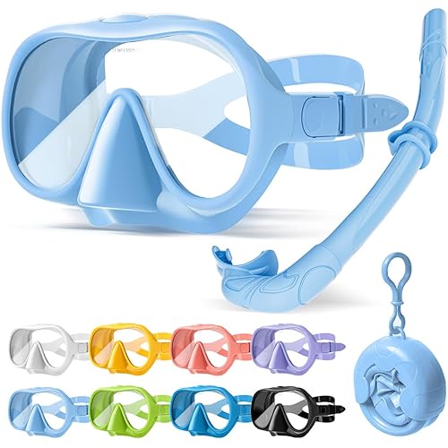 NARUTOO Snorkel Set Adults, Fashionable Macaron Colors Frameless Snorkeling Mask, Ultra Wide View Anti-Fog Snorkel Mask Set, Portable Professional Diving Snorkeling Set