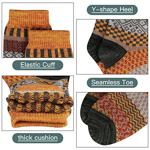 Heatuff Womens Thick Wool Socks Thermal Warm Winter Crew Socks 5 Pairs Multicolors3