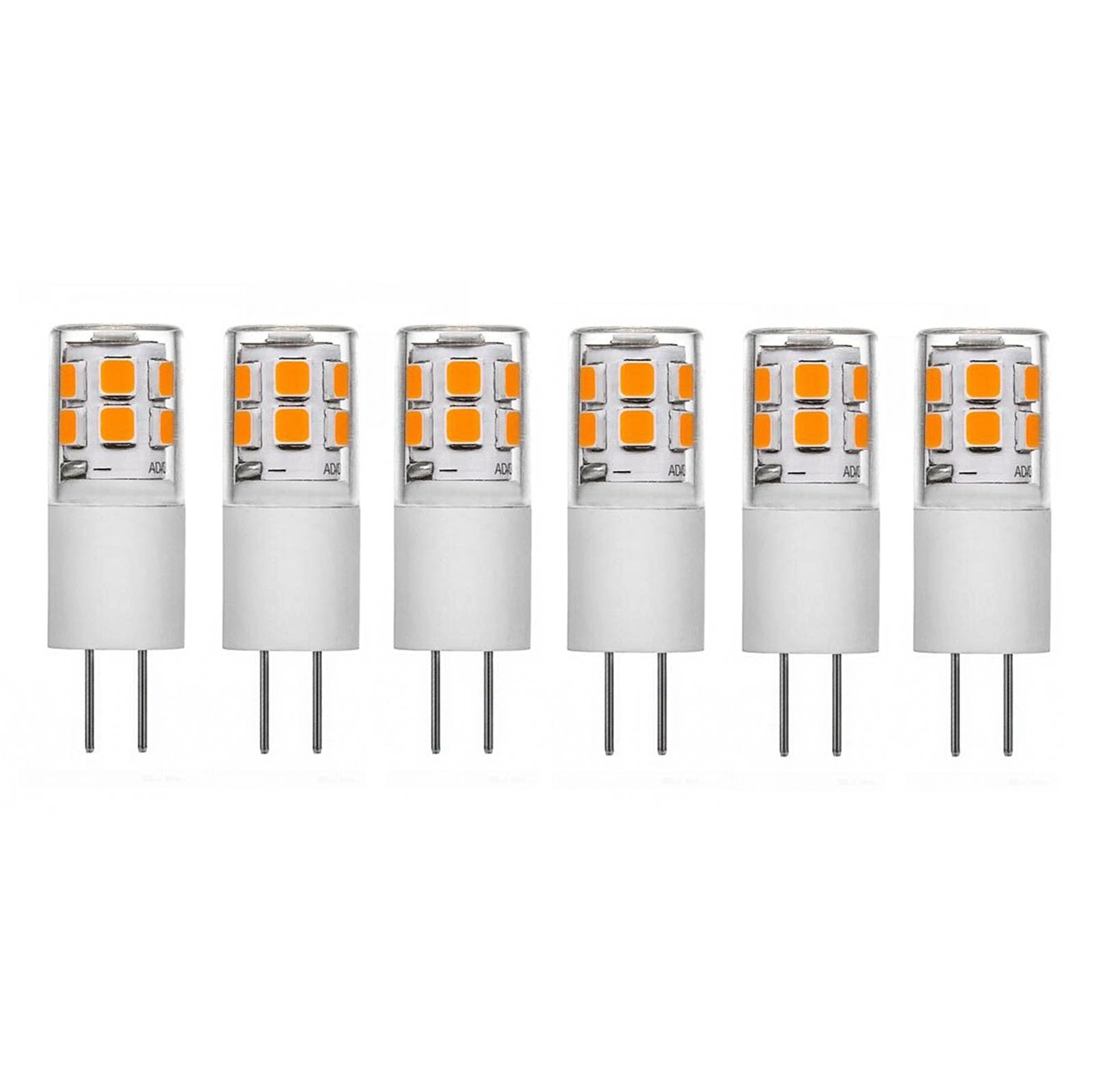 Bombillas LED G4 12V CA/CC 2W equivalente bombillas halógenas 20W IRC 80+ para jardines lámparas colgantes lámparas techo iluminación para armarios apliques pared(Warm White 3000K,6pack)