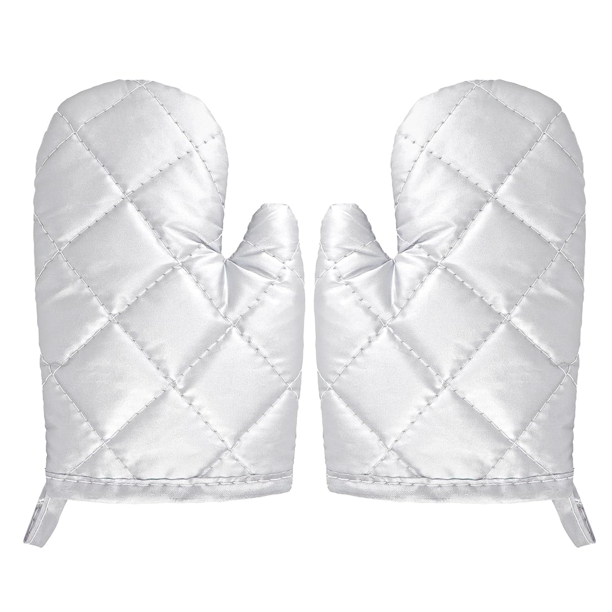 Guantes de cocina de algodón para niños, de tamaño pequeño, para microondas, guantes de cocina resistentes al calor, 1 par, plateado (7 x 4 pulgadas)