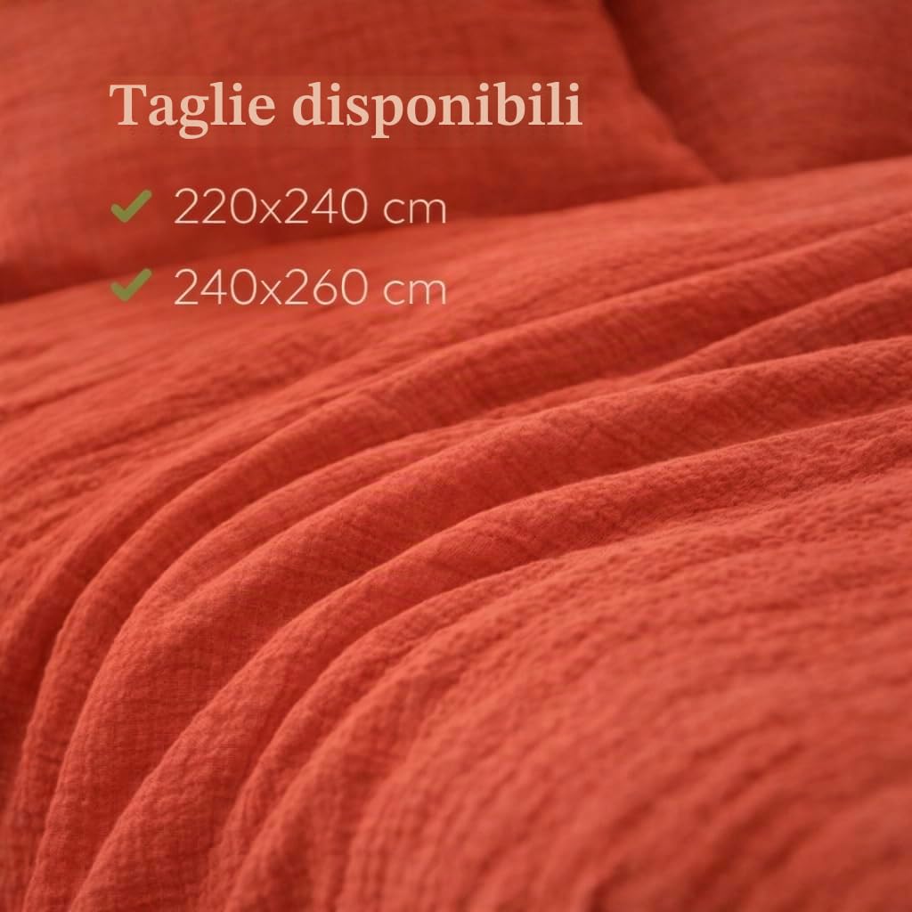 KGS Parure da letto in garza di cotone, 220 x 240 cm, vari colori (Terracota)