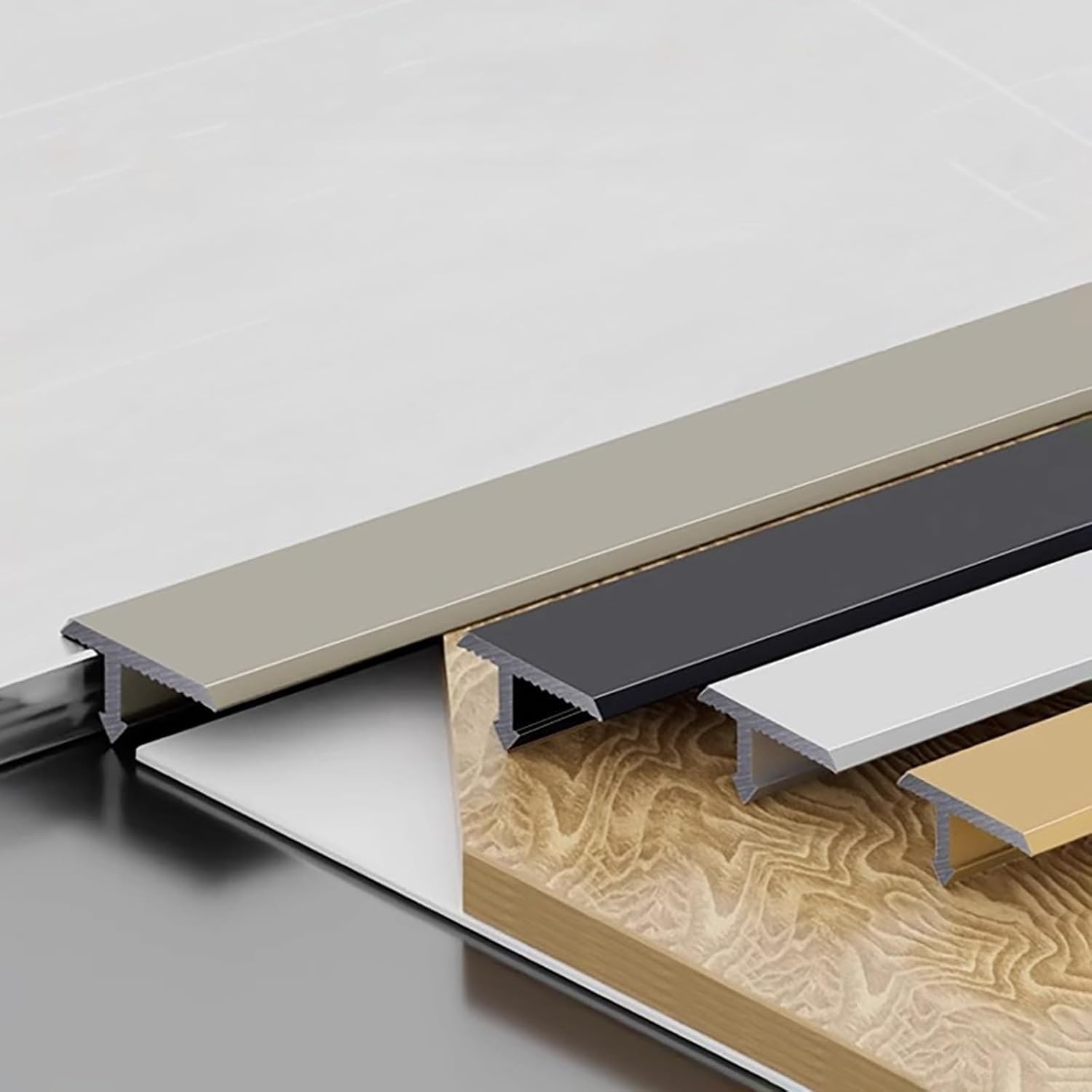 Aluminiowy zestaw profili przejściowych, wodoodporne, odporne na zarysowania, listwy wykończeniowe do laminatu, twardego drewna, progu drzwi i zaślepki, czarne, szerokość 16 mm