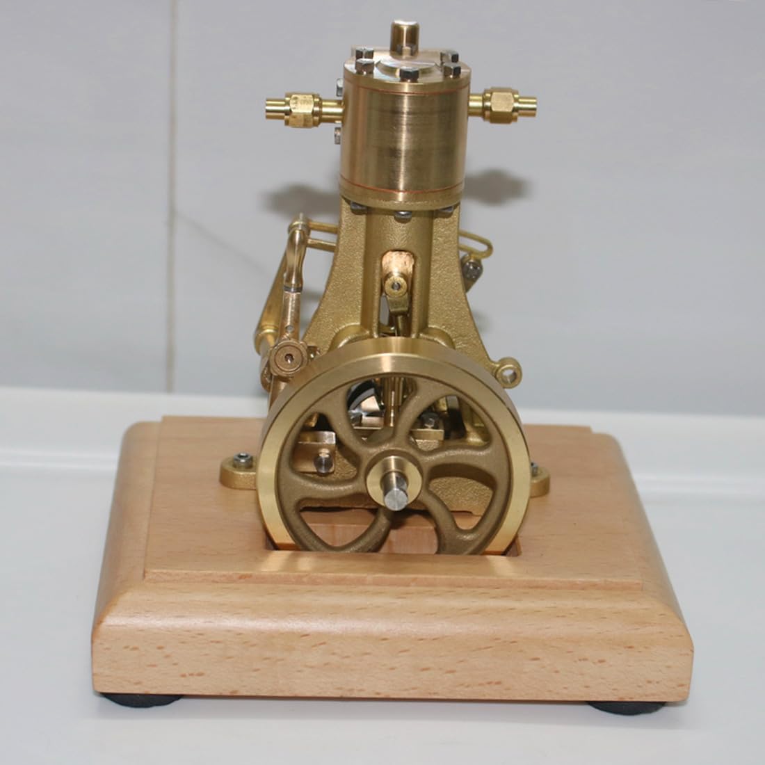 TechnixLabz Mini-Vintage-Messing-Vertikal-Einzylinder-Hubkolben-Dampfmaschine (mit Untersetzungsgetriebe), Eingebauter Kessel, Hohe Funktionsfähigkeit, Hilft Beim Verständnis Mechanischer Prinzipien