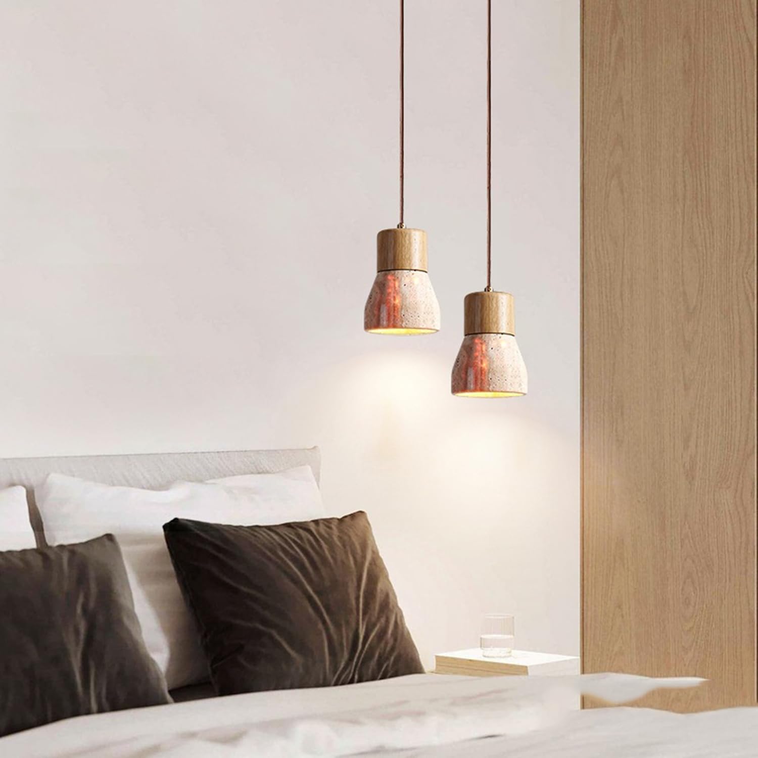 Lampada a sospensione in travertino in stile cinese 6,3 in lampade