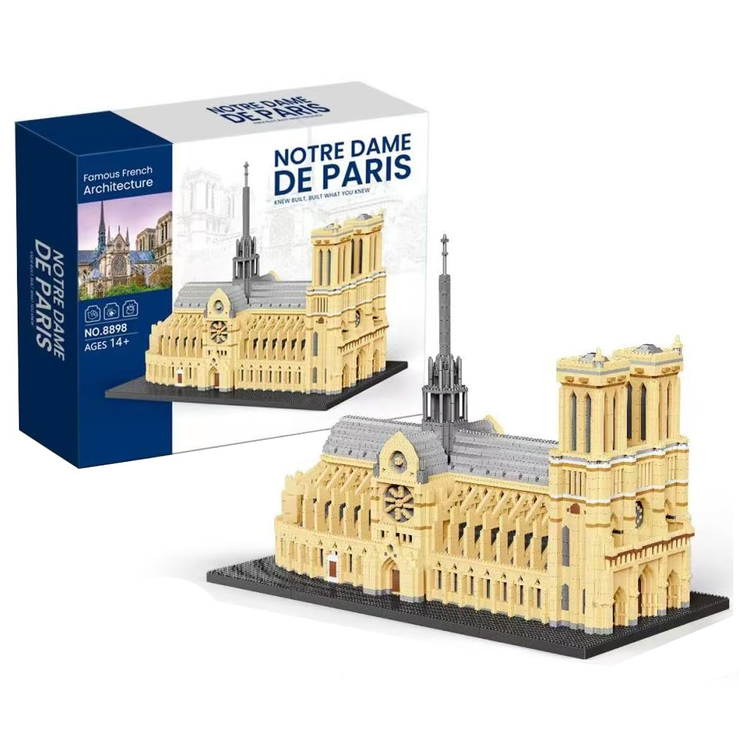 Notre-Dame de Paris Famous Landmark Model Set, 7500+pcs World Architecture Mini Diamond Blocks Bricks, Building Toy 3D Puzzle for Adults 14 Teens