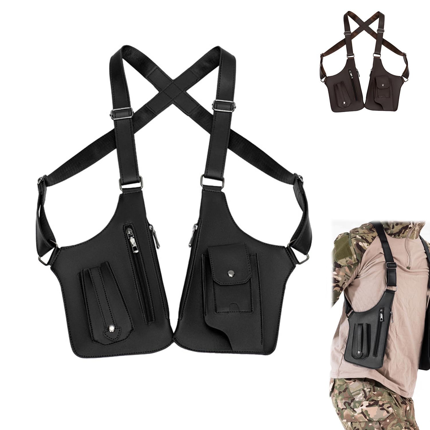 Double Shoulder Armpit Bag 2025 New Men Anti-Theft Underarm Wallet Pocket Holster Phone Leisure Double Shoulder Pouch