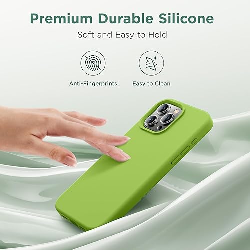 Miniatura 2 de Mizi Funda de silicona líquida para iPhone 15 Pro de 6.1 pulgadas, delgada de 3 capas de goma de gel suave, a prueba de golpes, con forro de