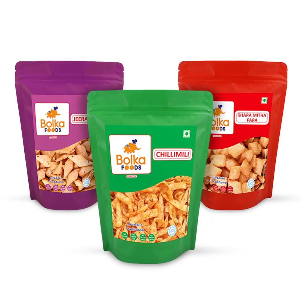 Bolka Foods Chakri (200 Grams), Jeera Para (200 Grams), Khara Mitha Para (200 Grams), Indian Diwali Snacks, Crispy & Crunchy Homemade Delicious Namkeen, Tea Time Snacks Combo of 3 (B0CMD8Q42H) Amazon Price History, Amazon Price Tracker
