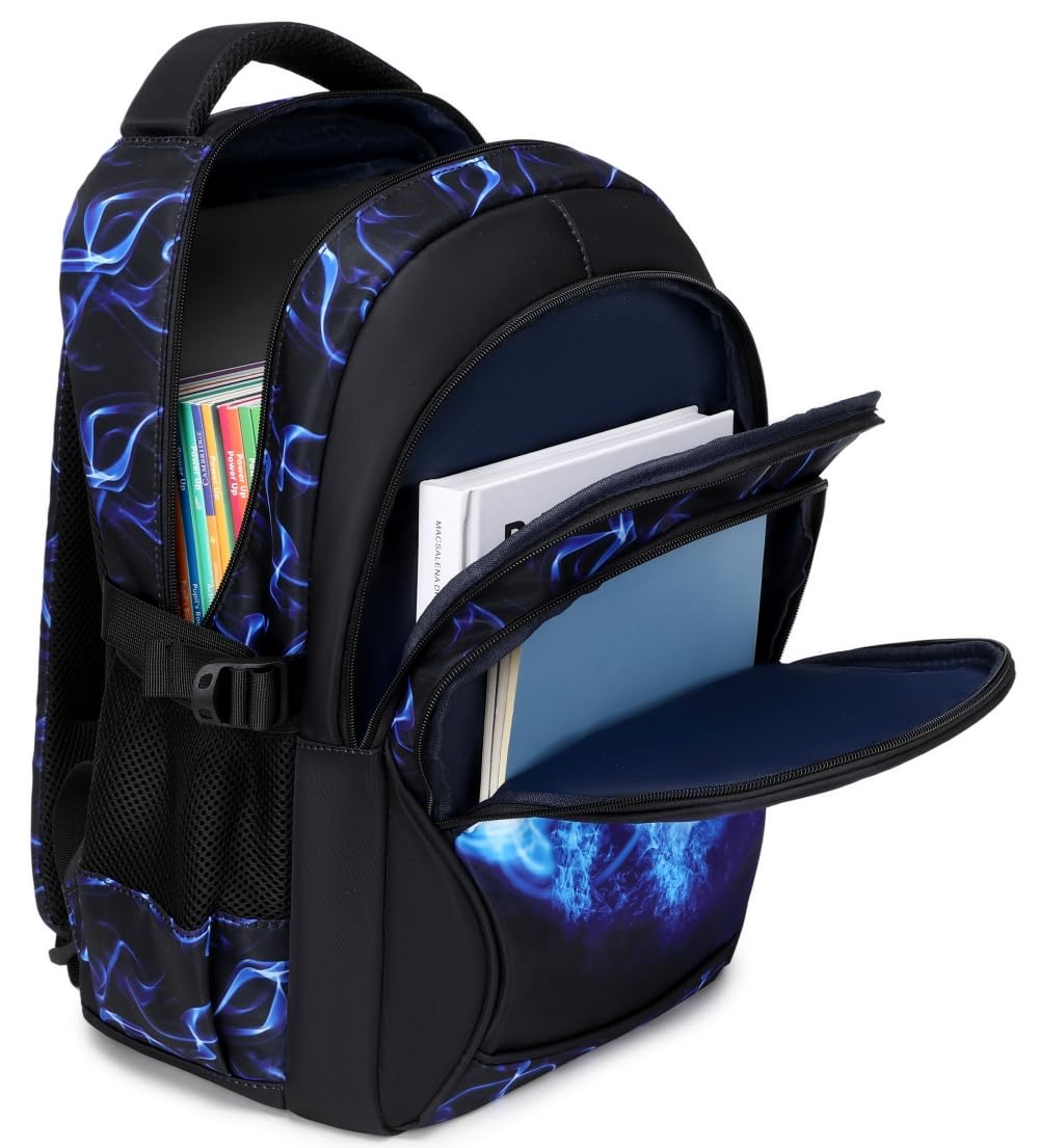 Zaino Da Scuola Per Ragazzi Zaino Secondario Zaino Per Adolescenti Resistente Di Grandi Dimensioni Impermeabile (5-Blu Calcio)