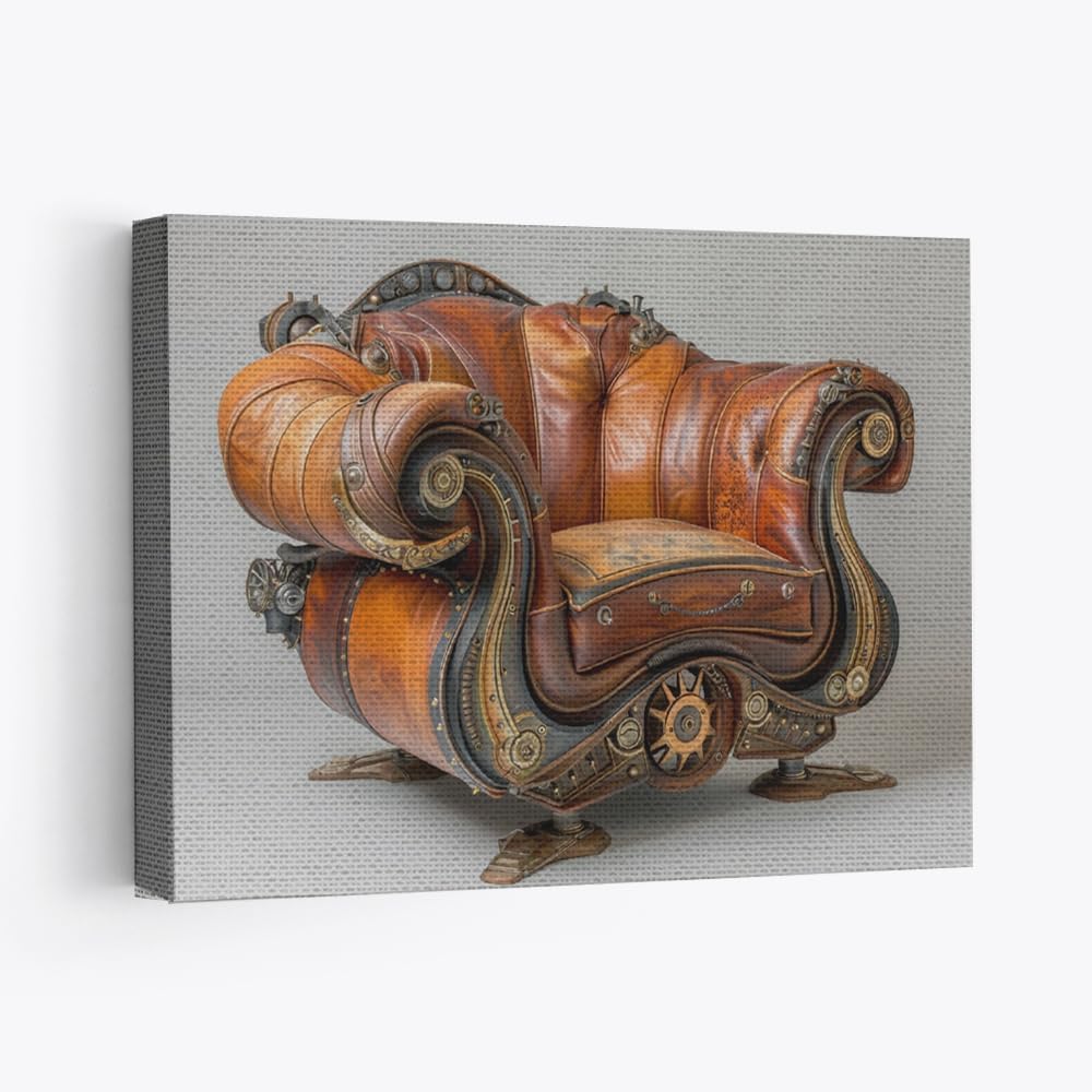 Elivita Steampunk-themed Furniture Design 1 Wall Decor Horizontal Canvas Art Print Home Decor Pictures Poster for Bedroom Living Room Bathroom Office With Framed Ready to Hang